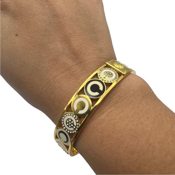 COACH HALF INCH PIERCED OP ART DISC BANGLE Bracelet - Picture 5 of 7